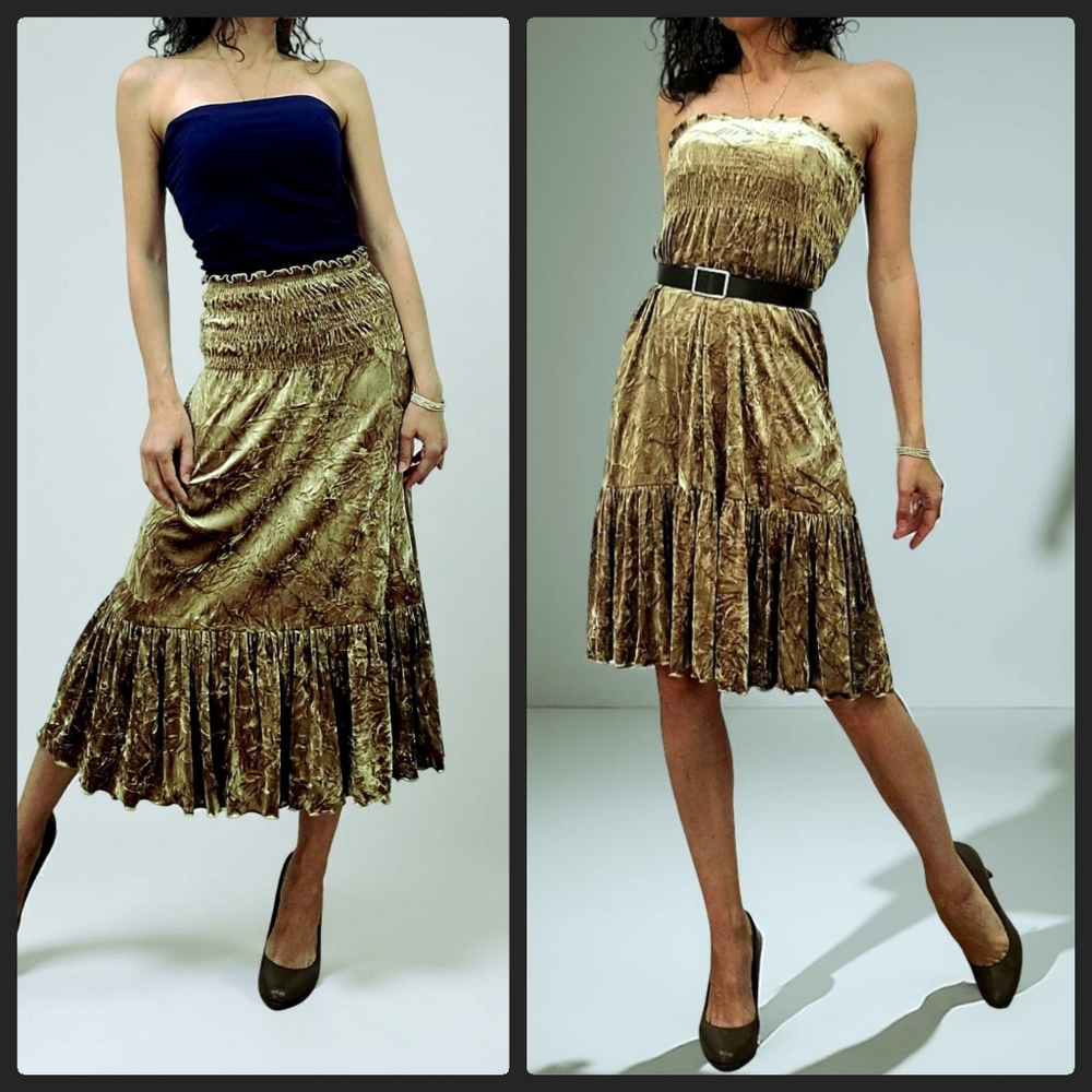 HEART MOON STAR Versatile Golden Velvet Skirt